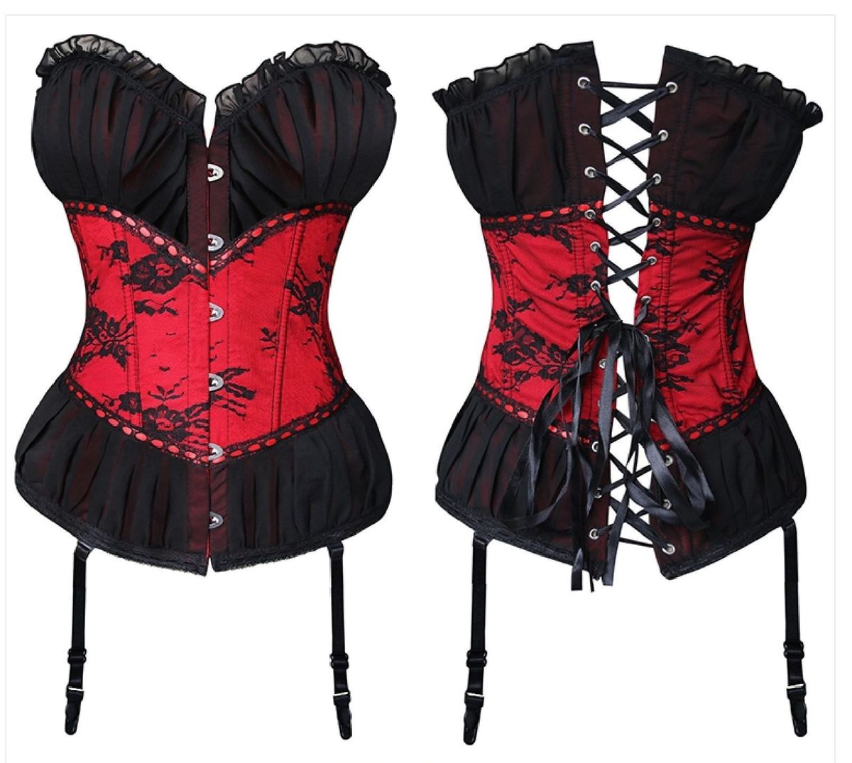 Corselet Overbust Vermelho Preto Lingerie Feminina Nunca Usado