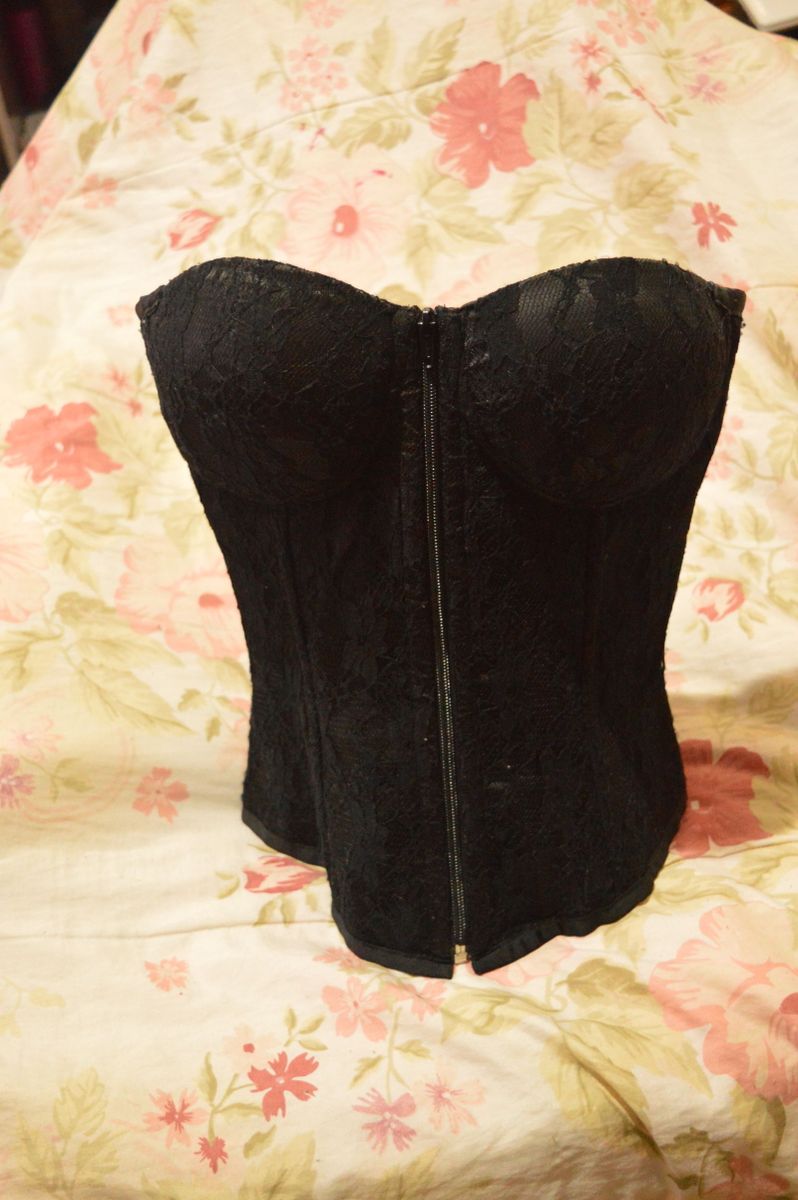 Corset De Renda Preto Lingerie Feminina Bem Transada Nunca Usado