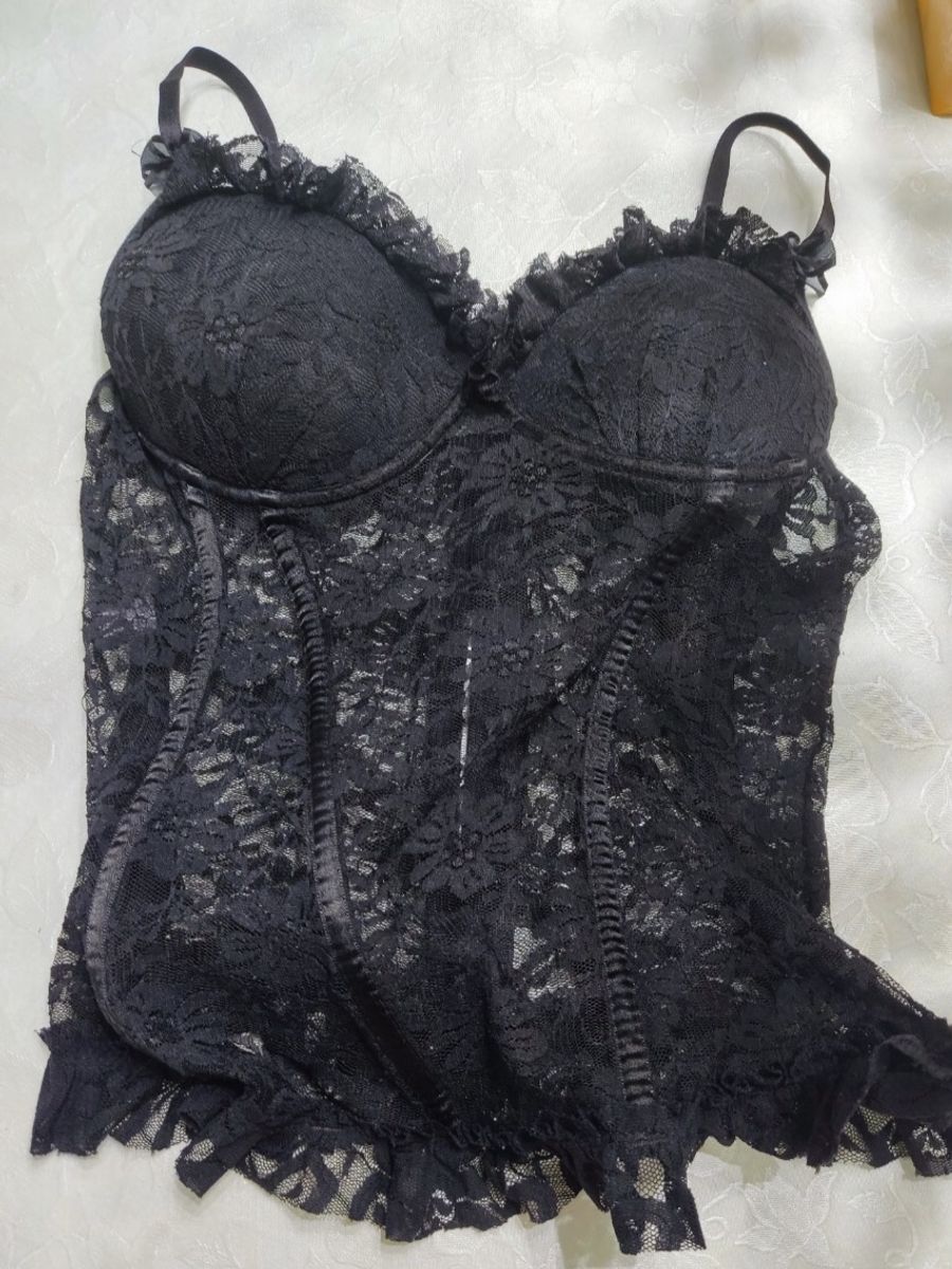 Corset De Renda Preto Lingerie Feminina Sem Marca Nunca Usado