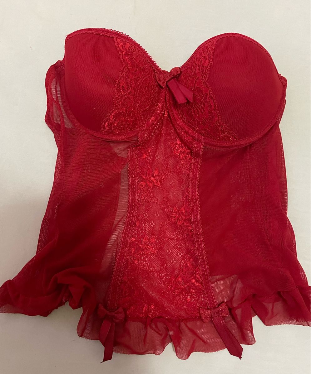 Corset Vermelho Lingerie Feminina Usado Enjoei