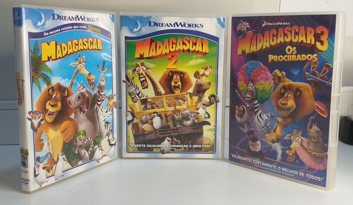 Dvds Infantis Originais Trilogia Madagascar Item Infantil Dvd