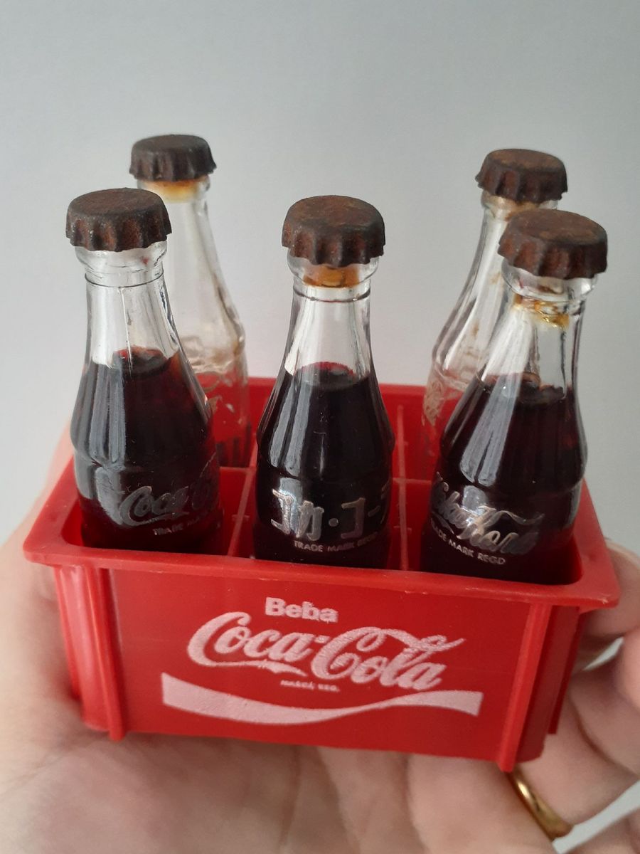 Engradado E Mini Garrafas Coca Cola Anos 80 Cacareco Coca Cola Usado