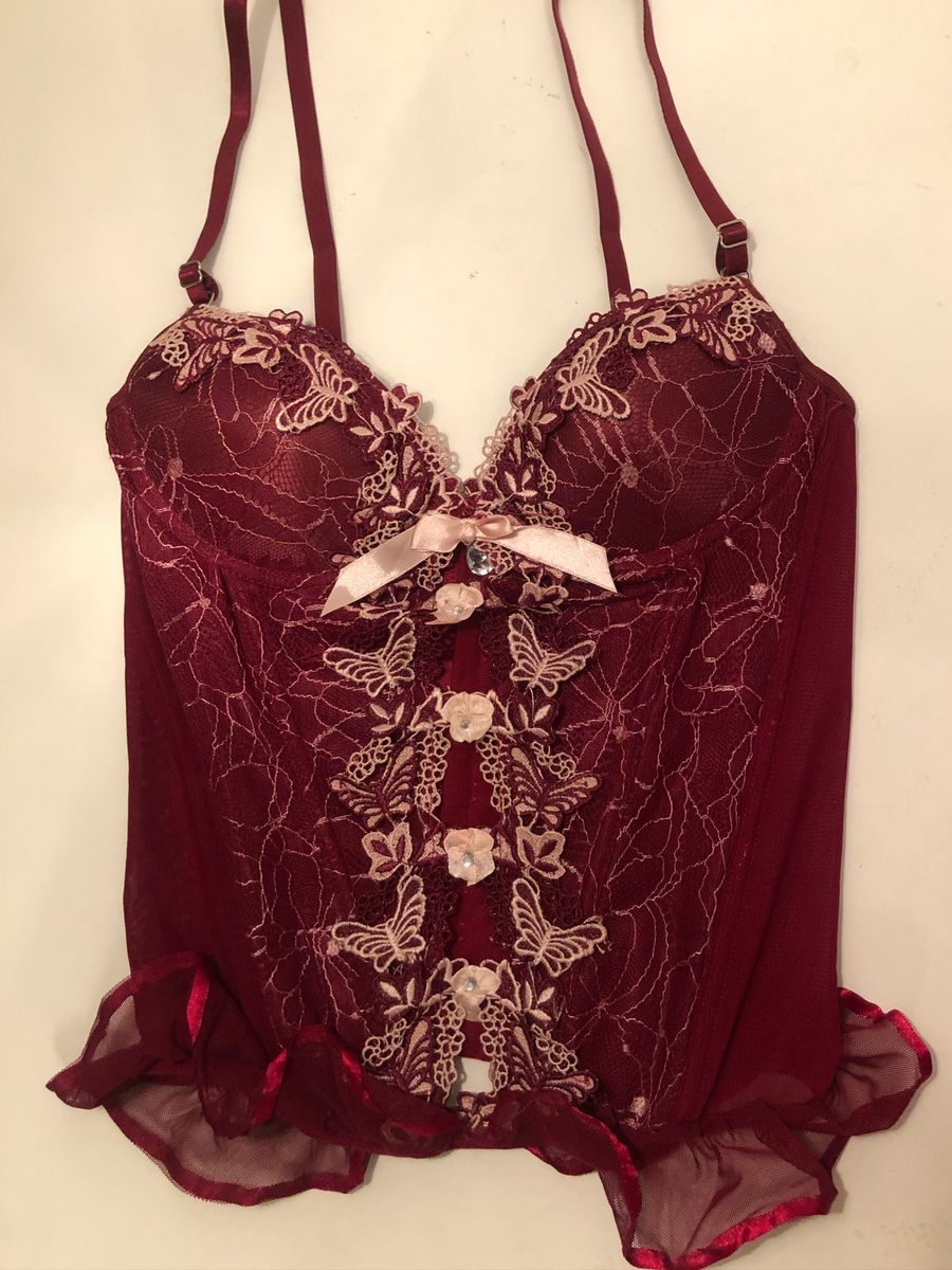 Espartilho Corselet Lingerie Vinho Lingerie Feminina Nunca Usado