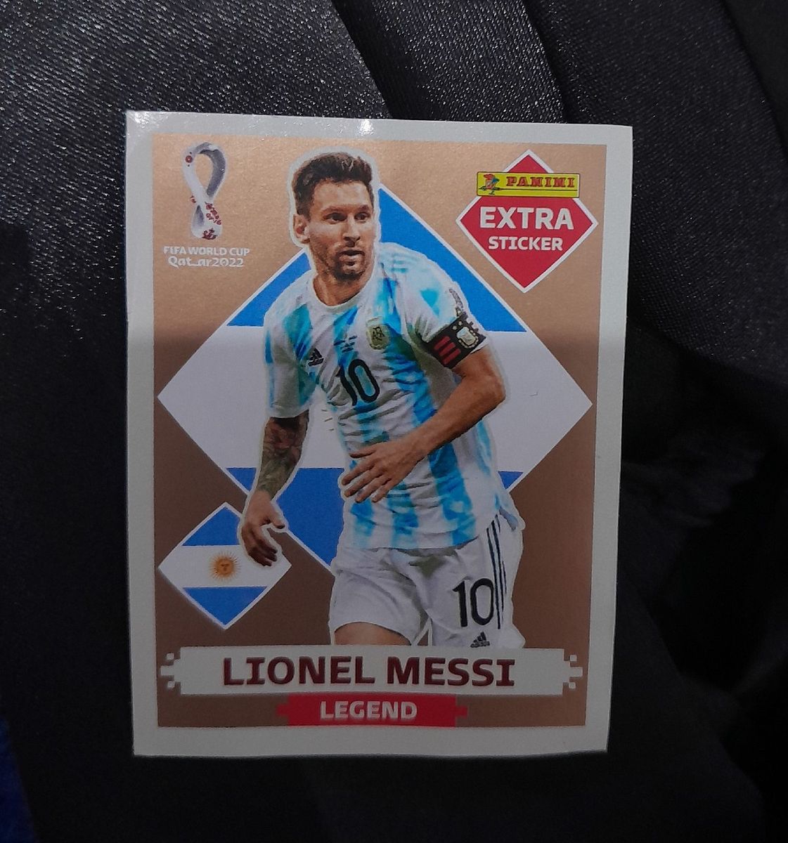 Figurinha Legendária Bronze do Lionel Messi do Álbum da Copa de 2022