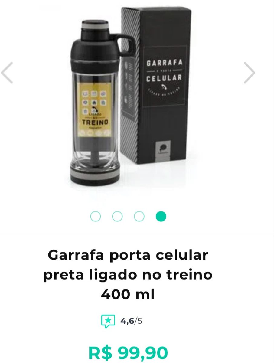 Garrafa Porta Celular Preta Ligado No Treino 400 Ml Imaginarium Item