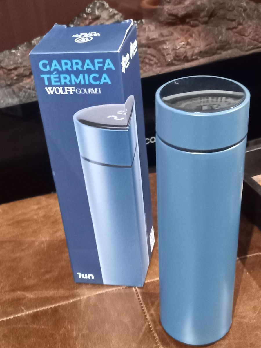 Garrafa T Rmica De A O Inox Term Metro Em Led Azul Wolff Gourmet