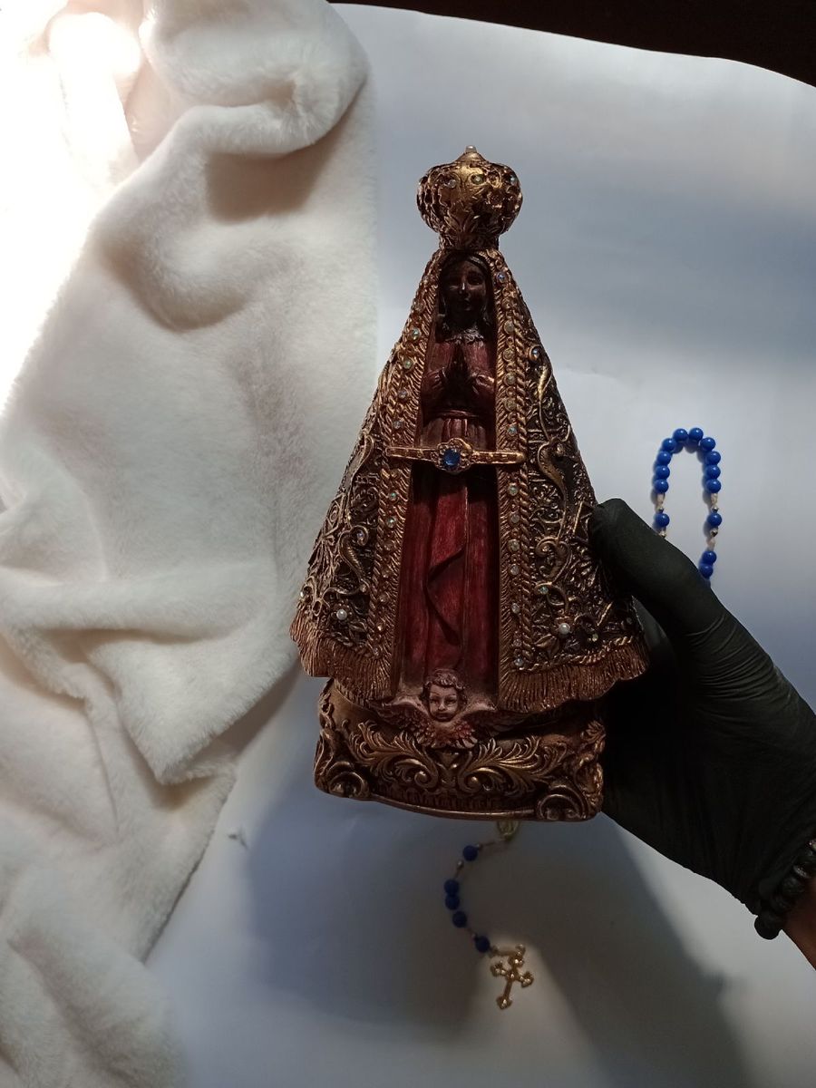 Imagem Sacra Nossa Senhora Aparecida Artesanal Bordada Cm Luxo