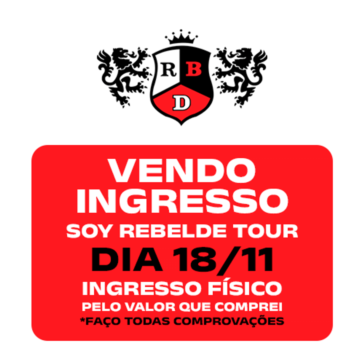 Ingresso Rbd Soy Rebelde Item De M Sica Eventim Nunca Usado