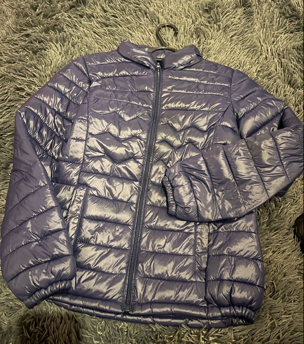 Jaqueta Puffer Feminina Manga Longa Frio Forrada Capuz Removível Bolso