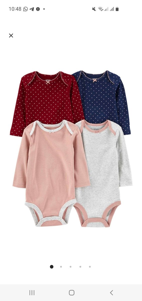 Kit 4 Bodys Carters 24 Meses Manga Longa Roupa Infantil para Bebê