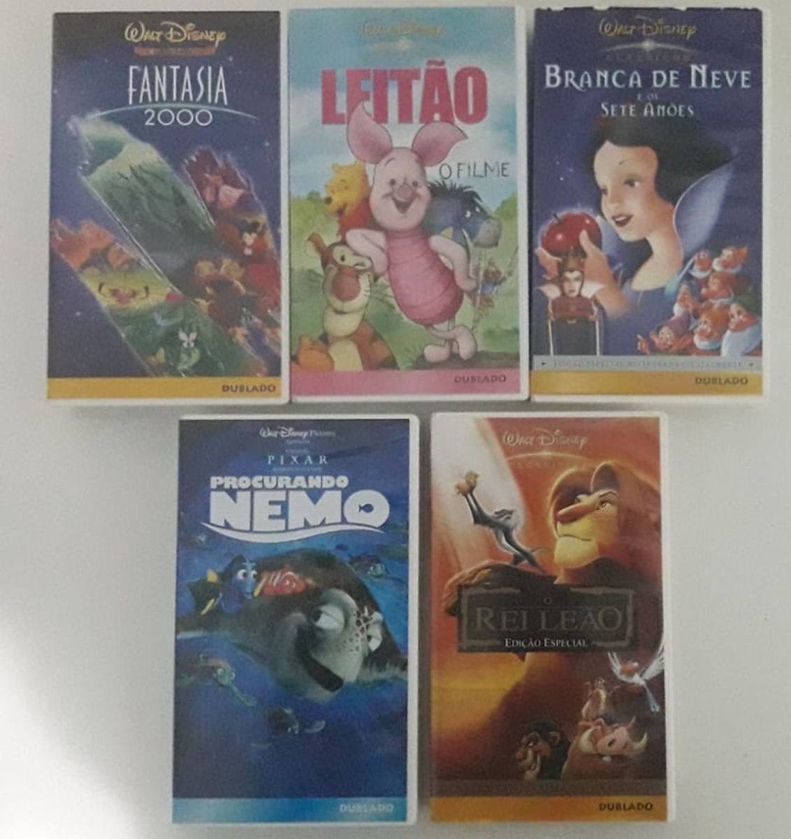 Kit Coleção 5 Fitas Vhs Walt Disney Clássicos 5 Desenhos Filme e