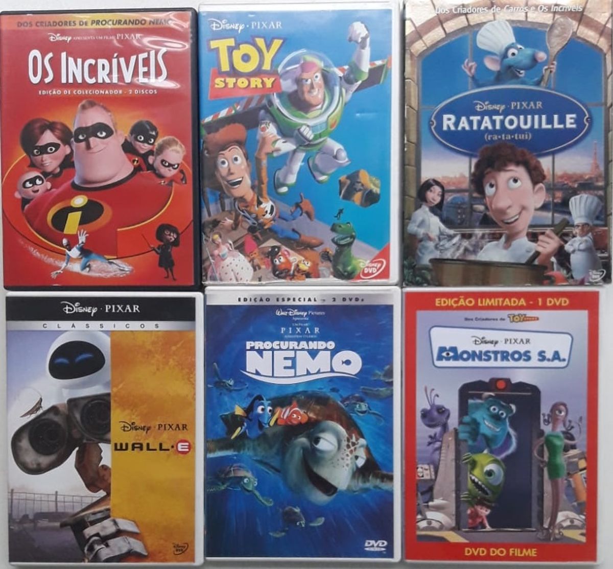 Kit Coleção 6 Dvds Desenhos Walt Disney Pixar Clássicos Originais