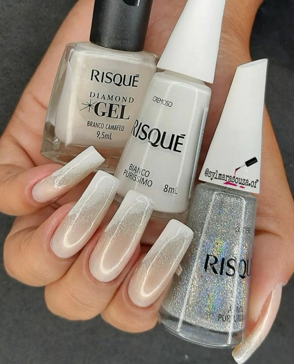 Kit Esmalte Risque Branco Camafeu Bianco Purissimo E As Mil E Uma