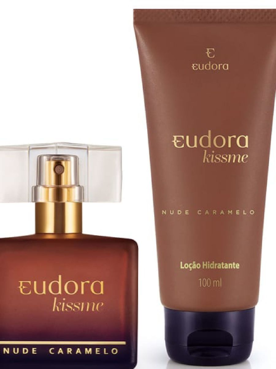 Kit Eudora Kiss Me Nude Caramelo Colônia Desodorante Loção Hidratante