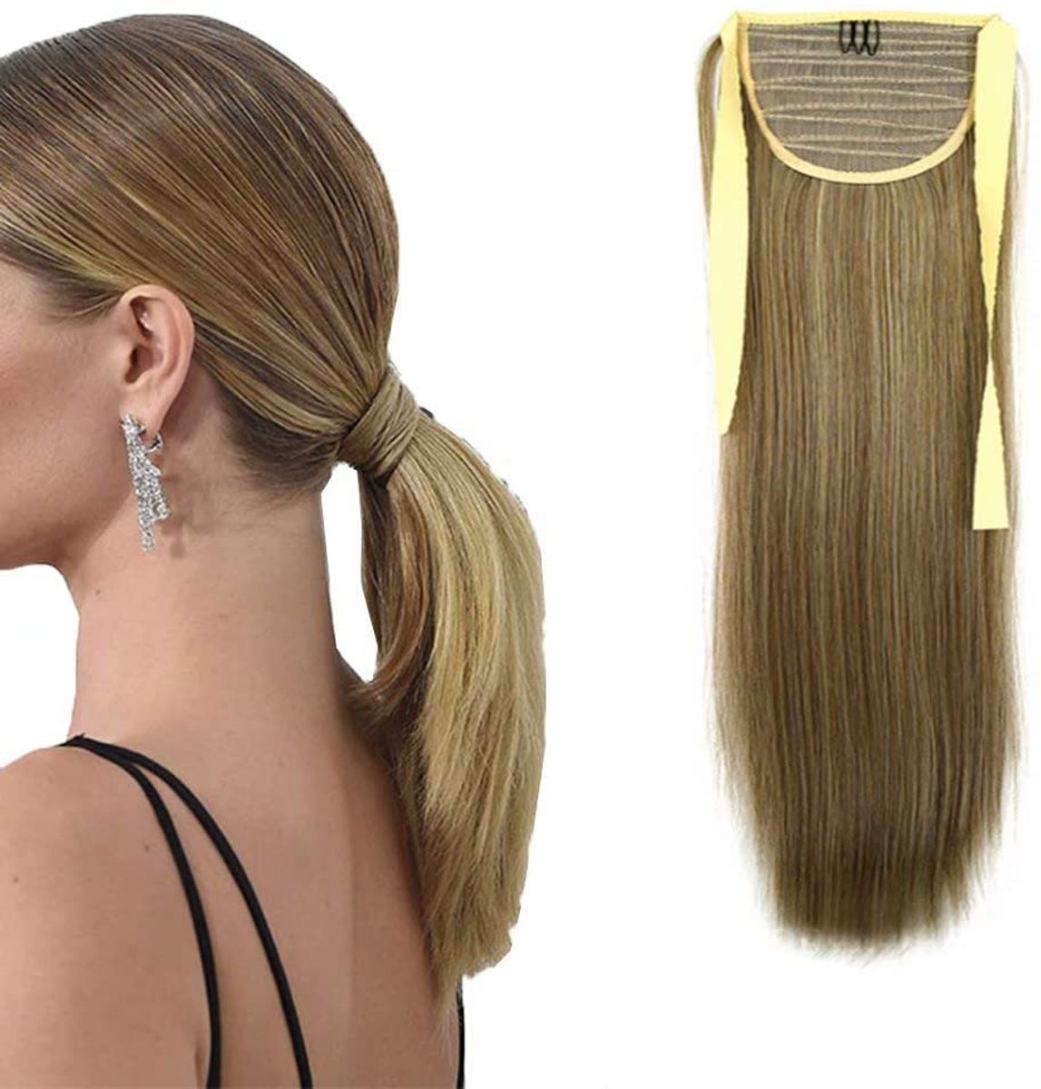 Lindo Rabo De Cavalo Loiro Mechas Liso Produto P Cabelos Feminino