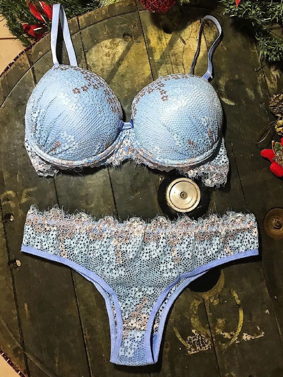 Lingerie Azul Conjunto Sutiã e Calçinha Lingerie Feminina Nunca Usado