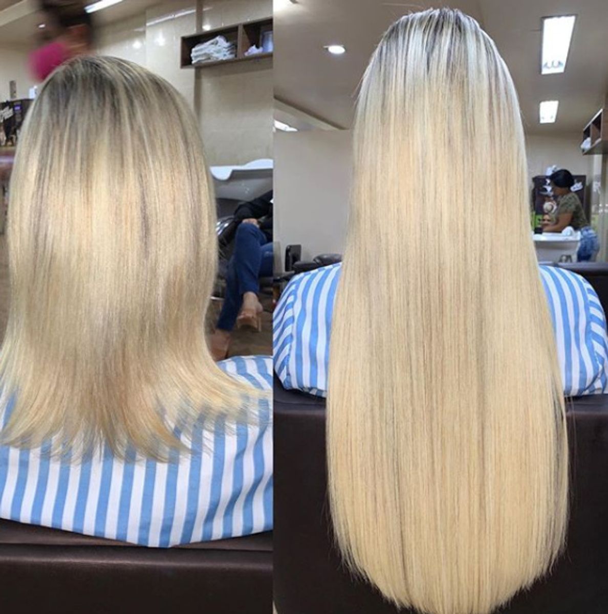 Loiro Platinado Perolado Liso 60 Cm 160 Gramas Tic Tac Hair De