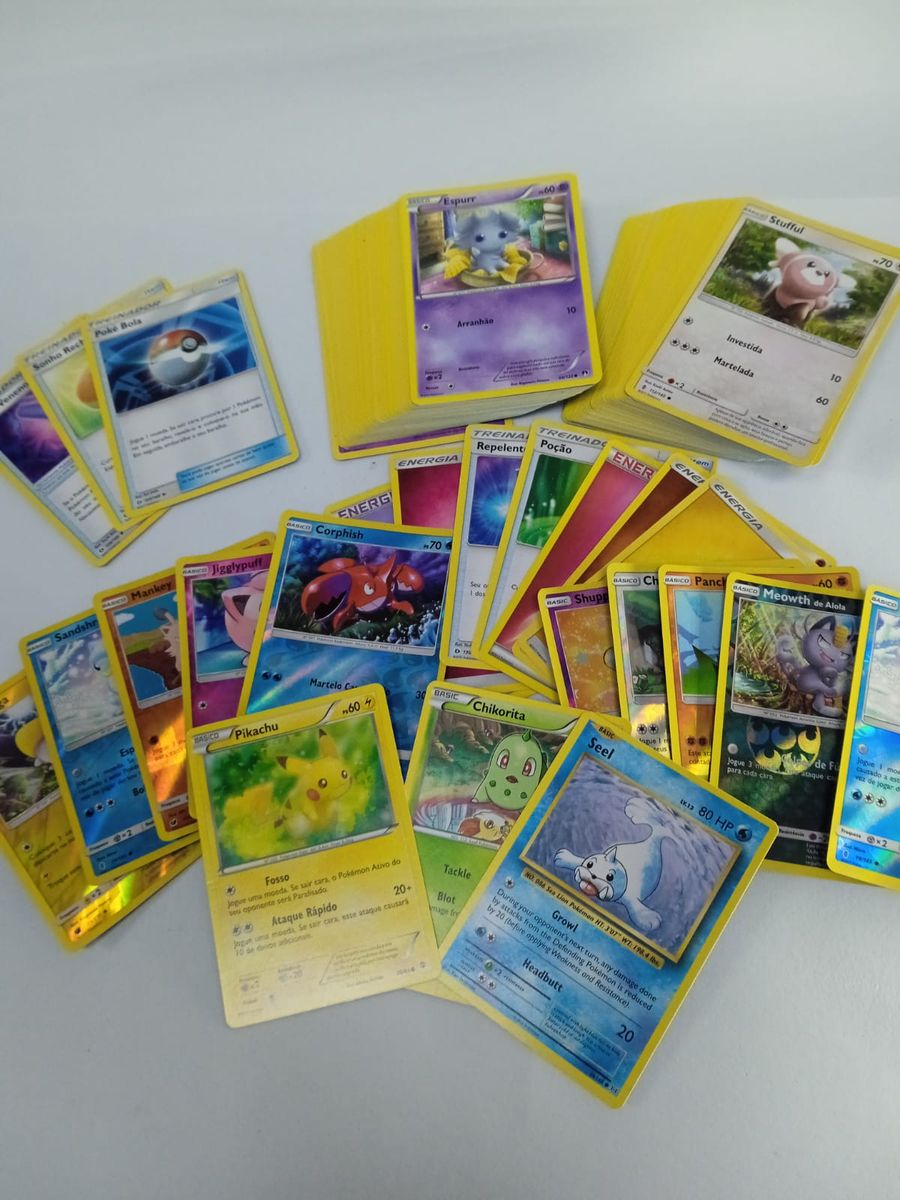 Lote 115 Cartas Pokémon Originais 10 Brilhantes foil e Treinadores