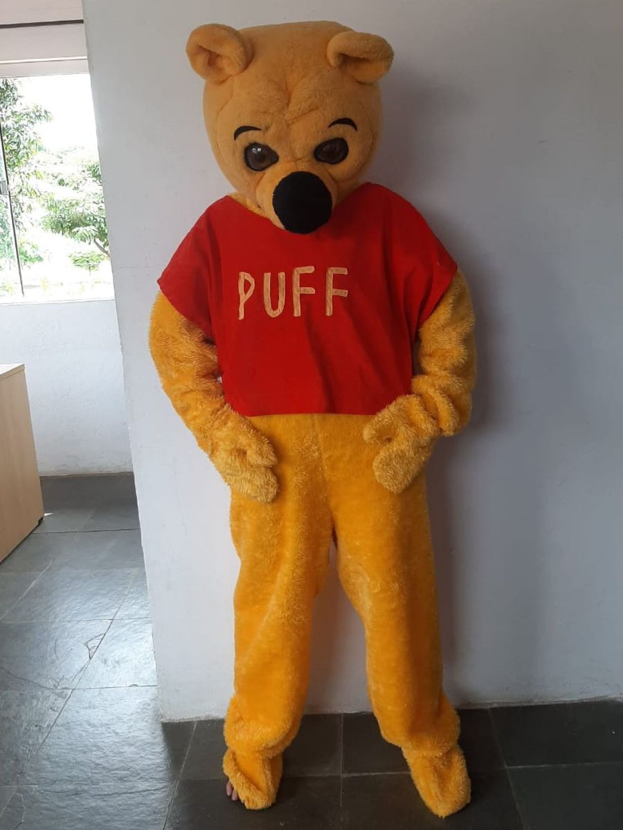 Mascote Fantasia Cabeção Ursinho Puff Pooh Cacareco Opcao Usado