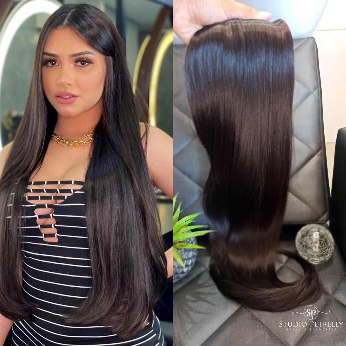 Mega Hair Castanho Escuro 60 Cm 200 Gramas Produto P Cabelos