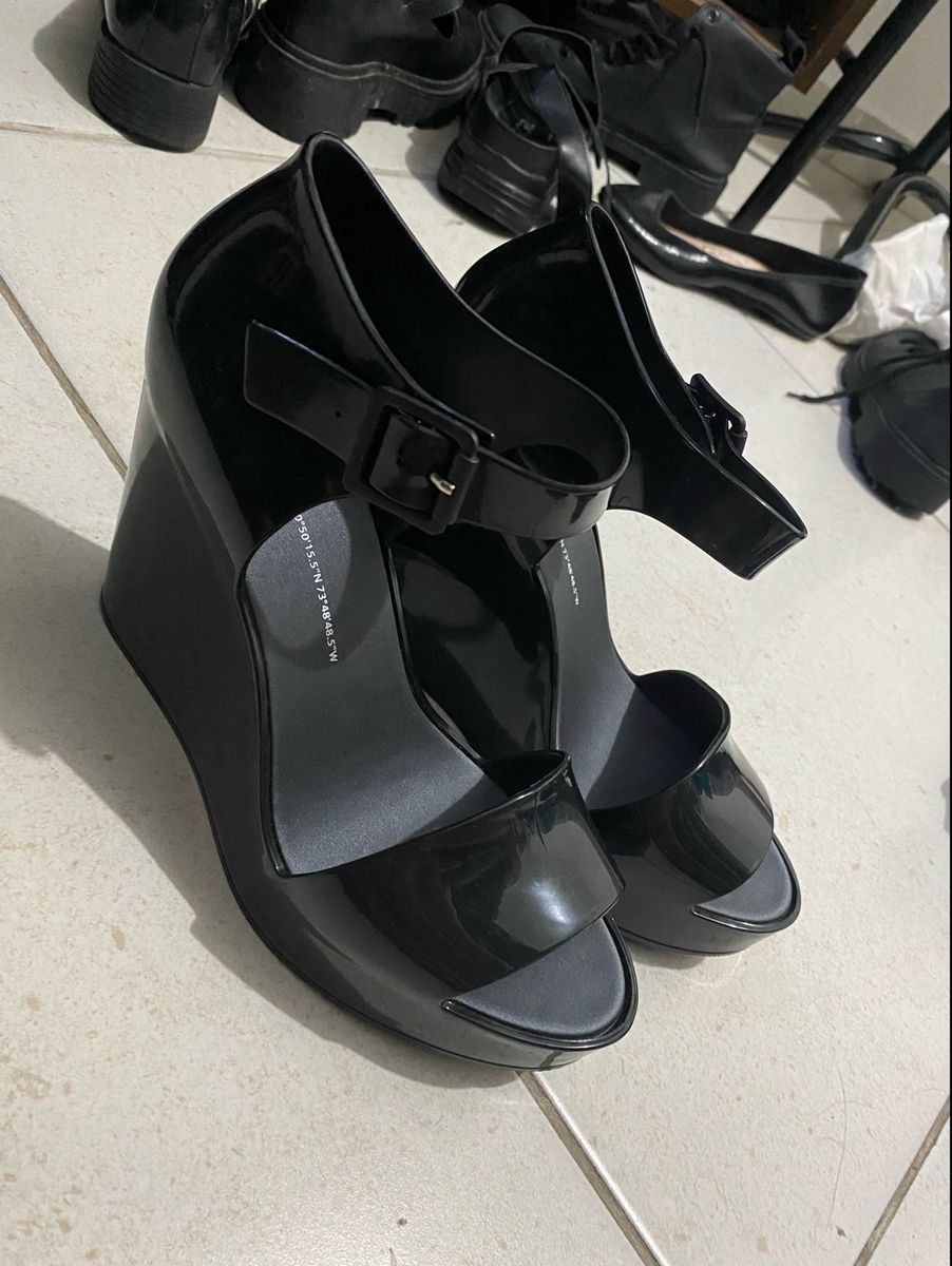 Melissa Mar Wedge Preta Sand Lia Feminina Melissa Nunca Usado