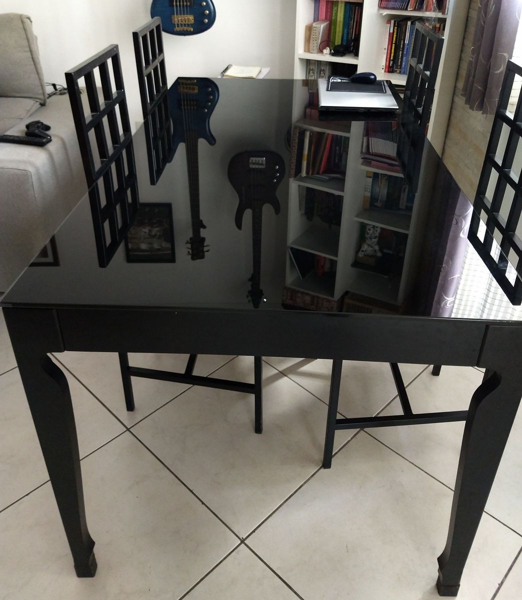 Mesa Tampo De Vidro Preto Mesa Tok E Stok Usado Enjoei