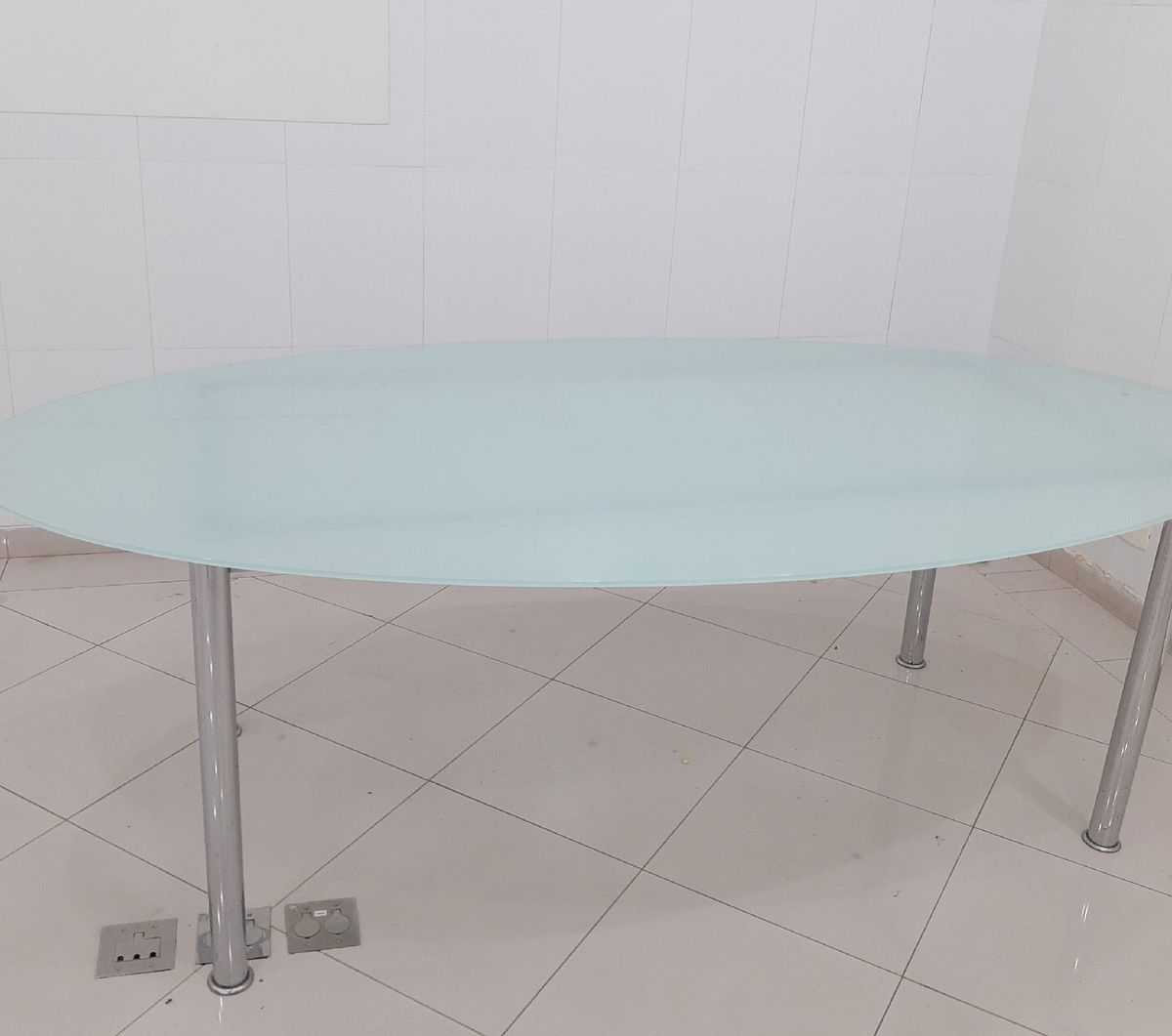 Mesa Oval De Vidro Jateado Tok Stok Mesa Tok Stok Usado