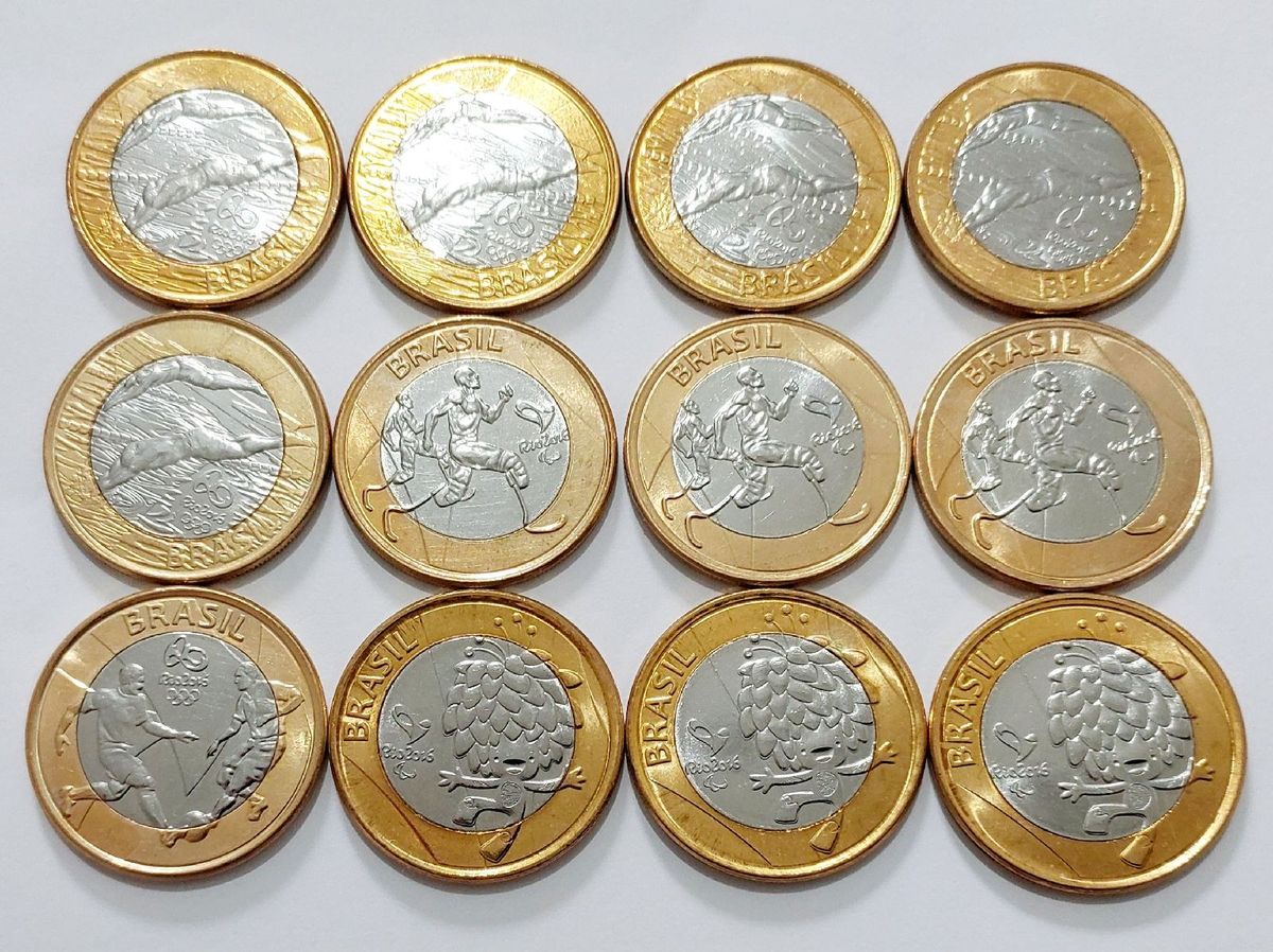 Moedas de 1 Real Olímpiadas Rio 2016 Produto Vintage e Retro Casa Da