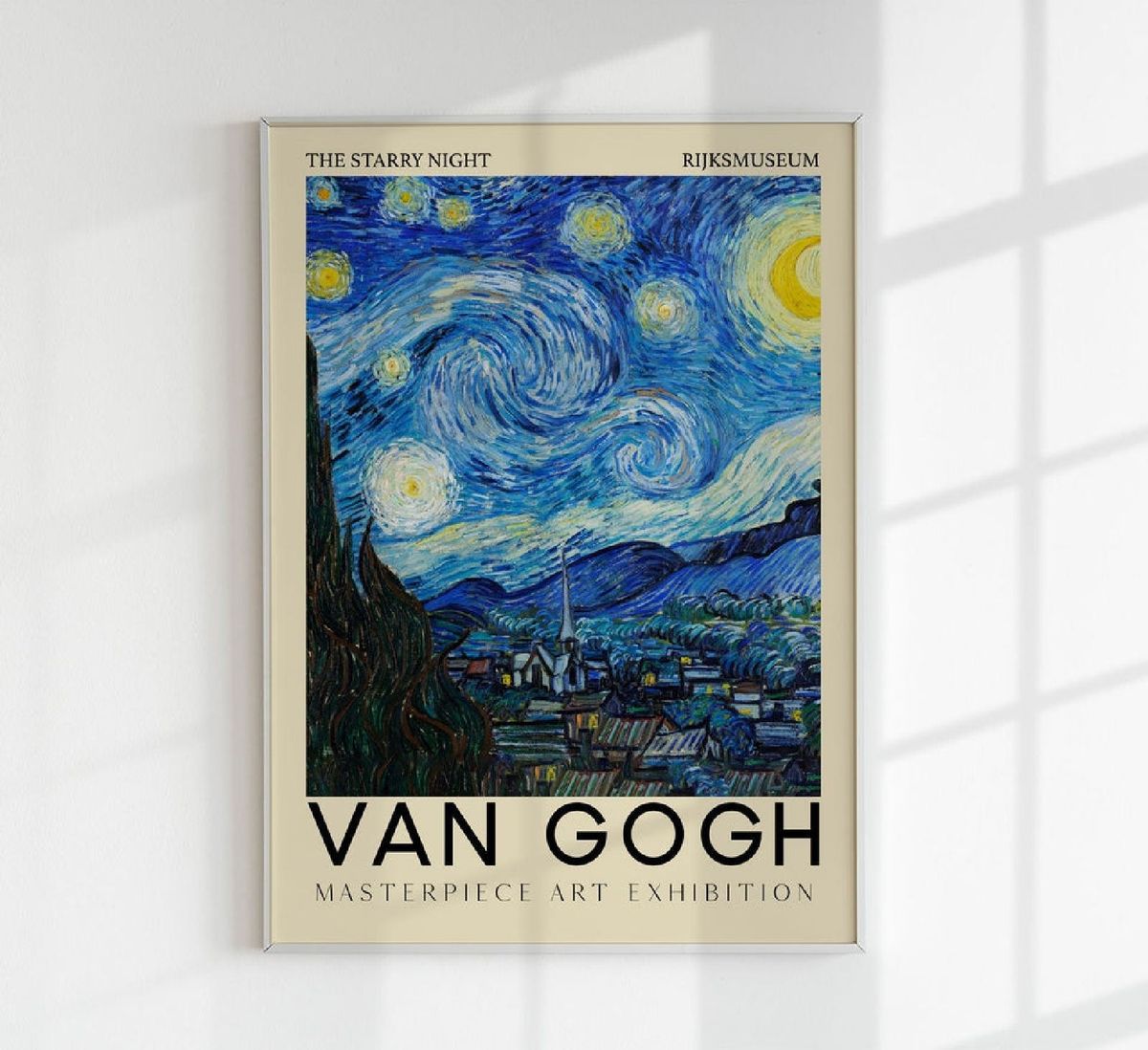 Noite Estrelada Vertical Art Exhibition Poster By Van Gogh Item De