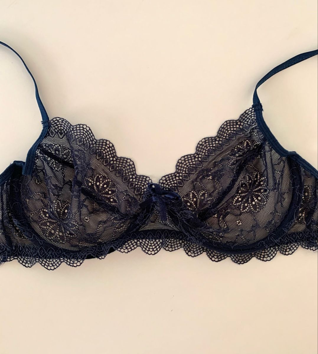 Novo Suti Renda Azul Marinho Demillus Lingerie Feminina