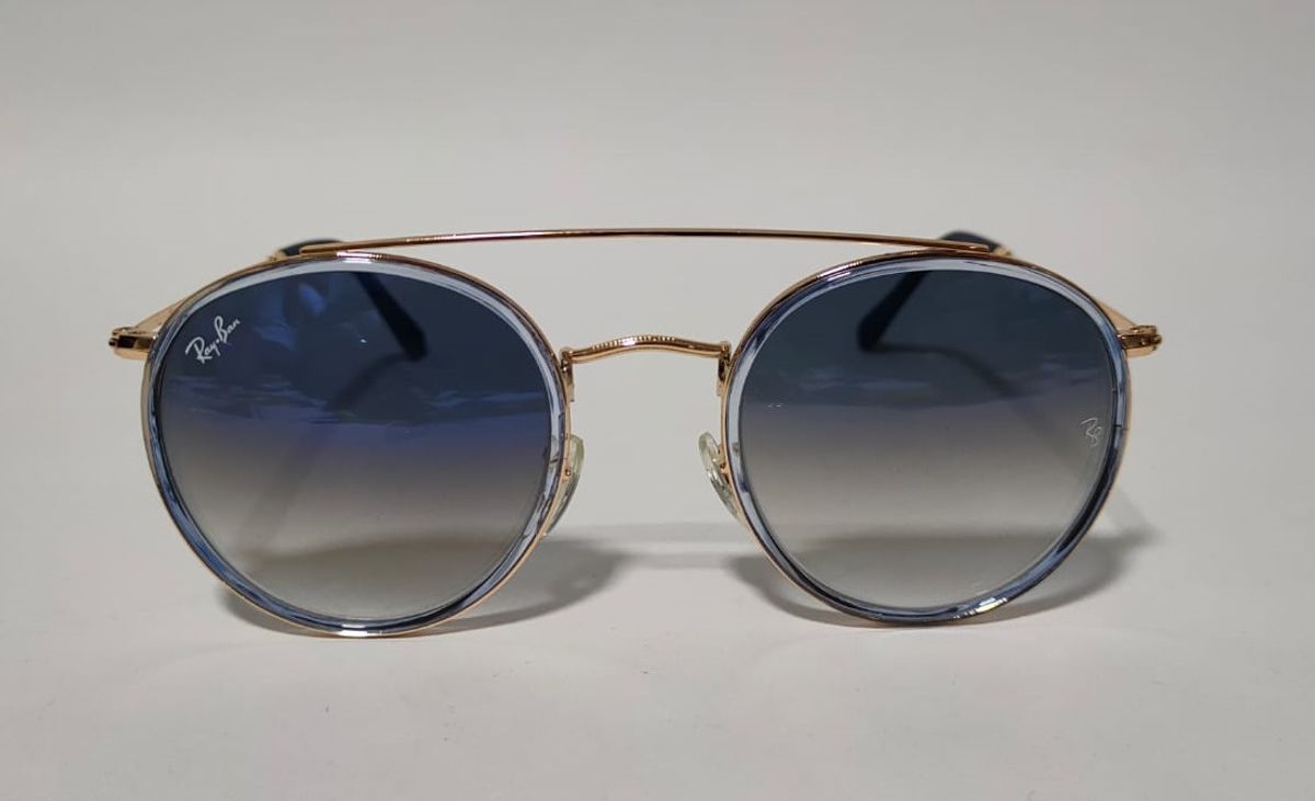 Óculos de Sol Ray Ban Double Bridge Rb3647 Original Azul Degradê