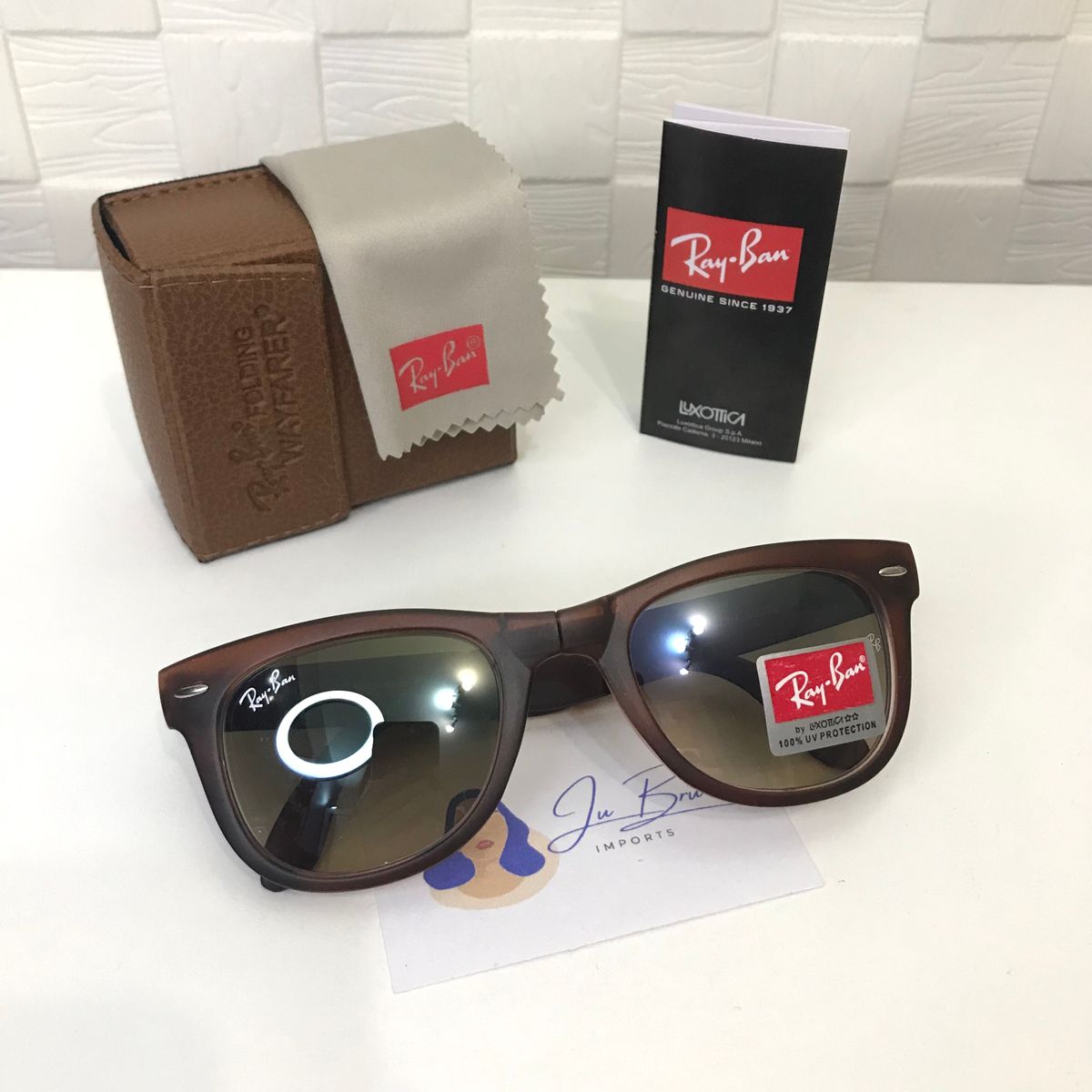 Culos De Sol Ray Ban Wayfarer Dobr Vel Folding Marrom Fosco Lente