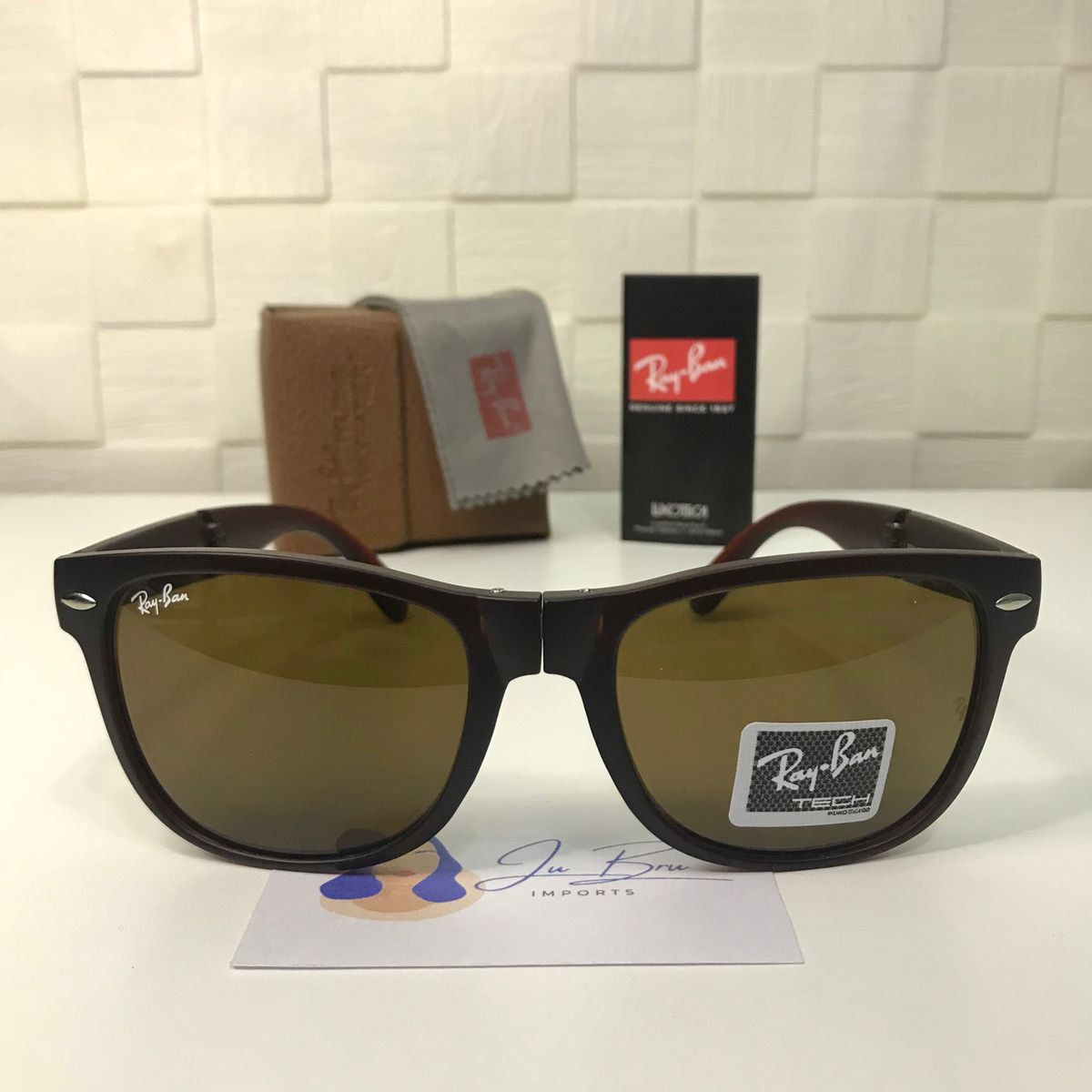 Culos De Sol Ray Ban Wayfarer Dobr Vel Folding Marrom Fosco Lente