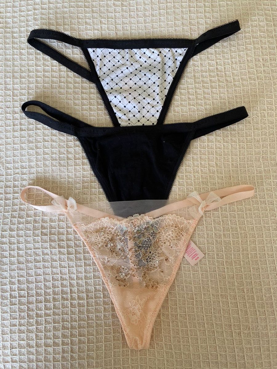 Pack Lingerie 3 Calcinhas Fio Victoria S Secret Tamanho M Lingerie