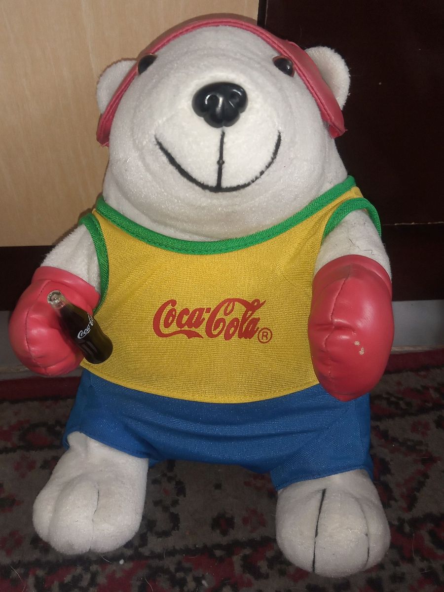 Pelúcia Urso Polar Boxe Coca Cola Produto Vintage e Retro Coca Cola