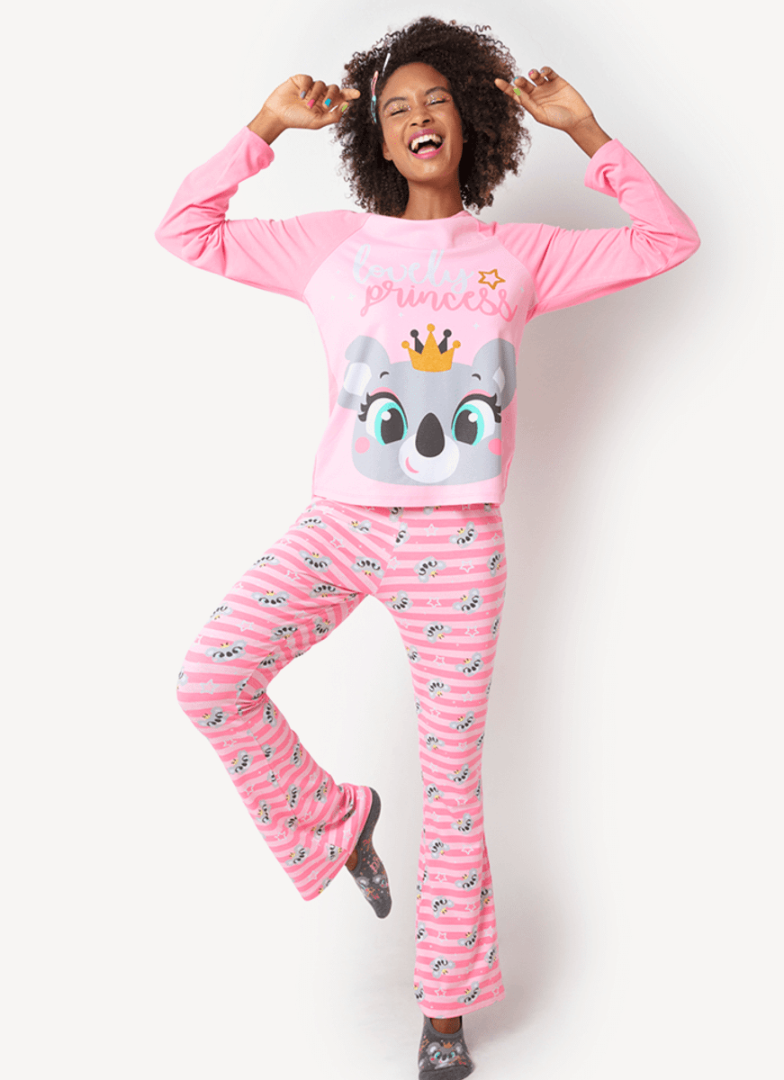 Pijama Manga Longa Viscolycra Feminino Coala Princess Produto