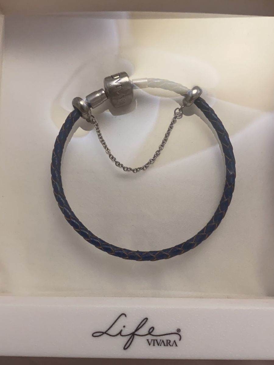 Pulseira Life Vivara Couro Azul Marinho Jóia Feminina Vivara Usado