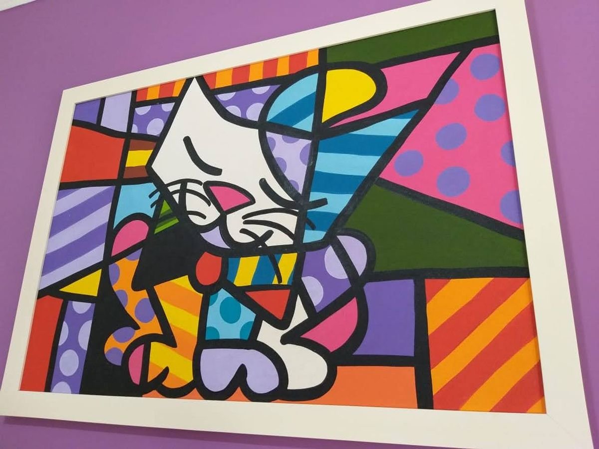 Quadro Gatinho Romero Britto Moldura Item De Decora O Usado