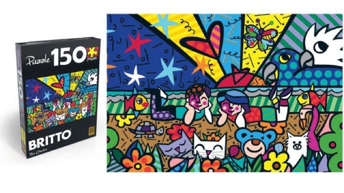 Quebra Cabeça Romero Britto Mias Garden Brinquedo Grow Jogos E