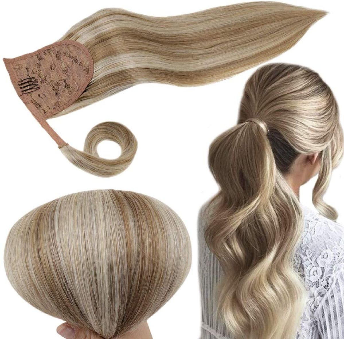 Rabo De Cavalo Loiro Mechas Liso Produto P Cabelos Feminino Nunca