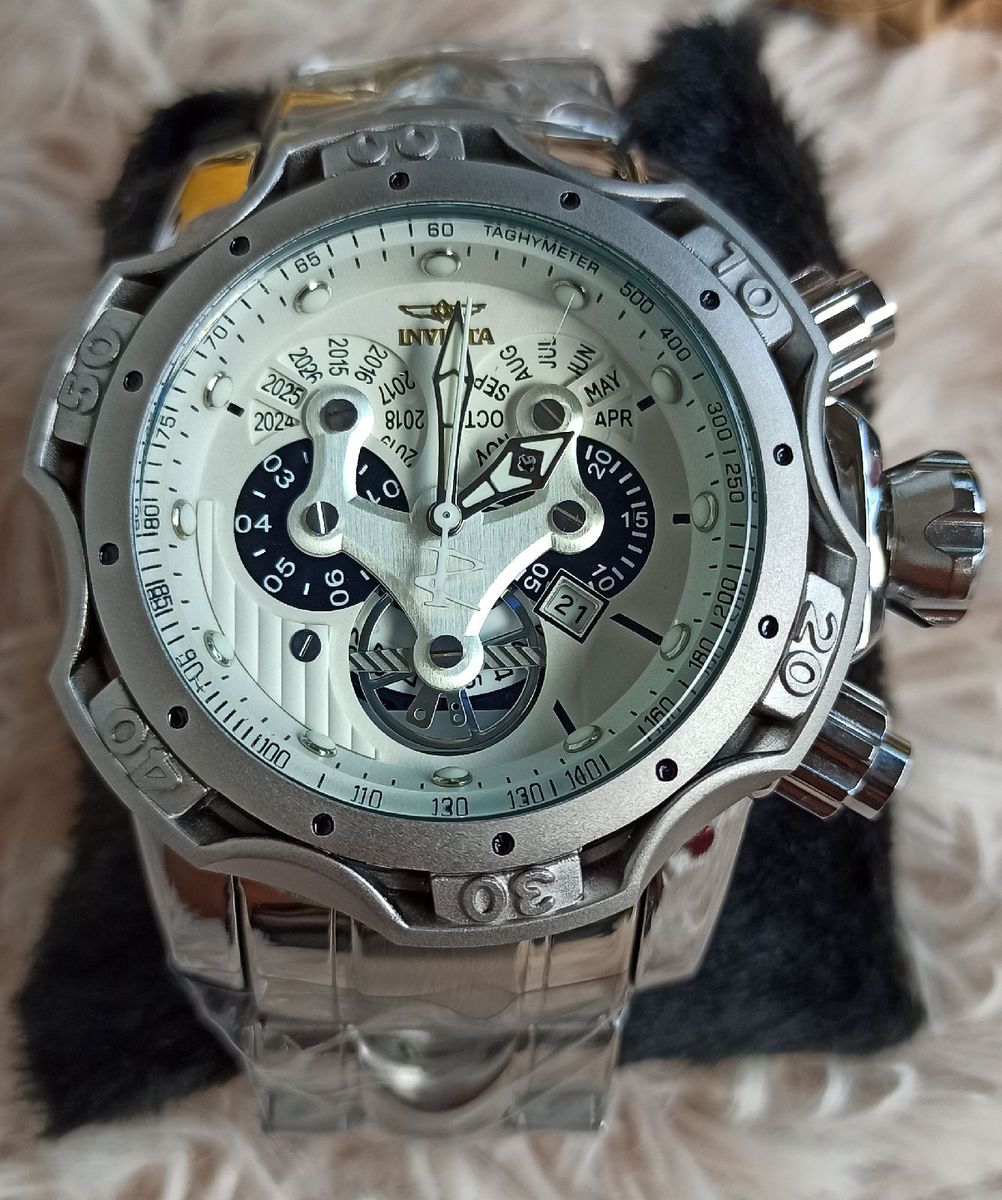 Relógio Masculino Invicta Venom Prata Cromado Hybrid Skeleton