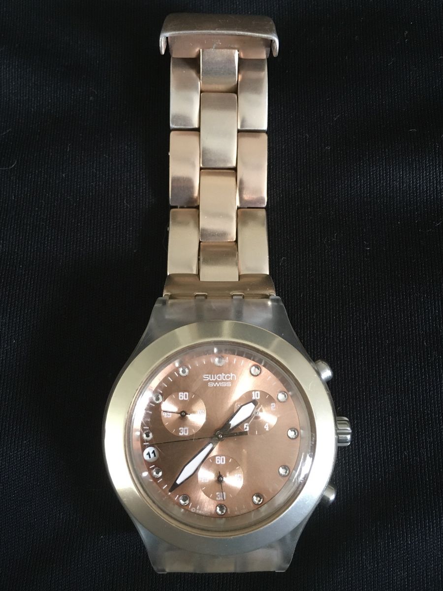 Rel Gio Swatch Irony Diaphane Full Blooded Caramel Rel Gio Feminino