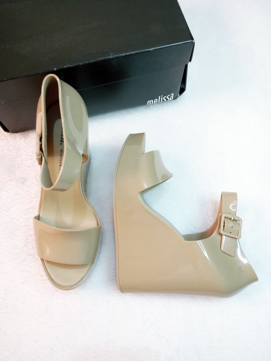 Sand Lia Anabela Melissa Mar Wedge Plataforma Caqui Bege Nude Meia Pata