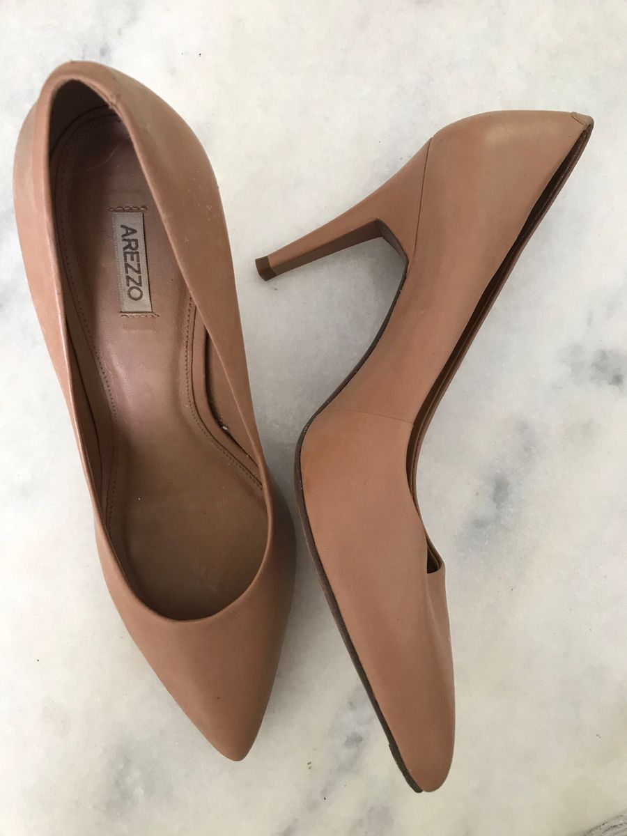 Scapin Nude Couro Arezzo Sapato Feminino Arezzo Nunca Usado 22639306