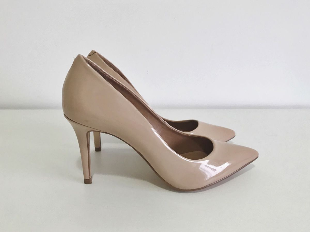 Scarpin Nude Sapato Feminino Satinato Usado 26115673 Enjoei