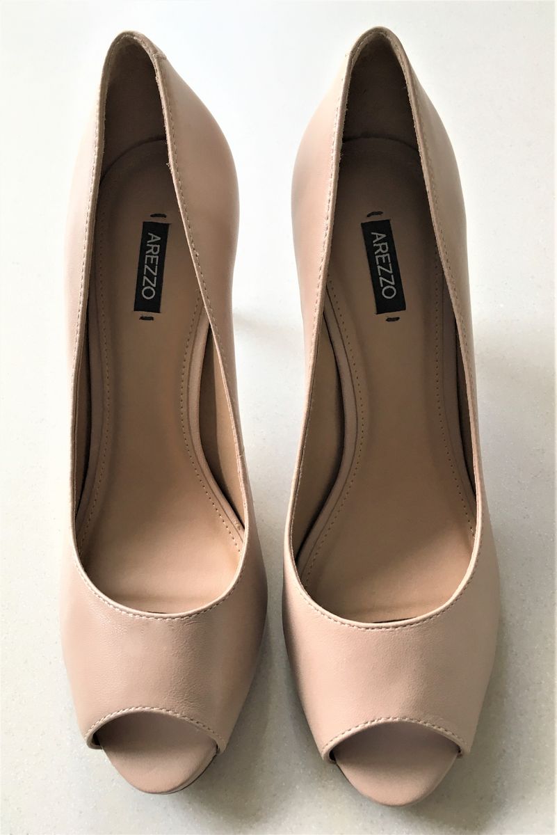 Scarpin Peep Toe Nude Arezzo Salto Alto Meia Pata Novo Nunca Usado