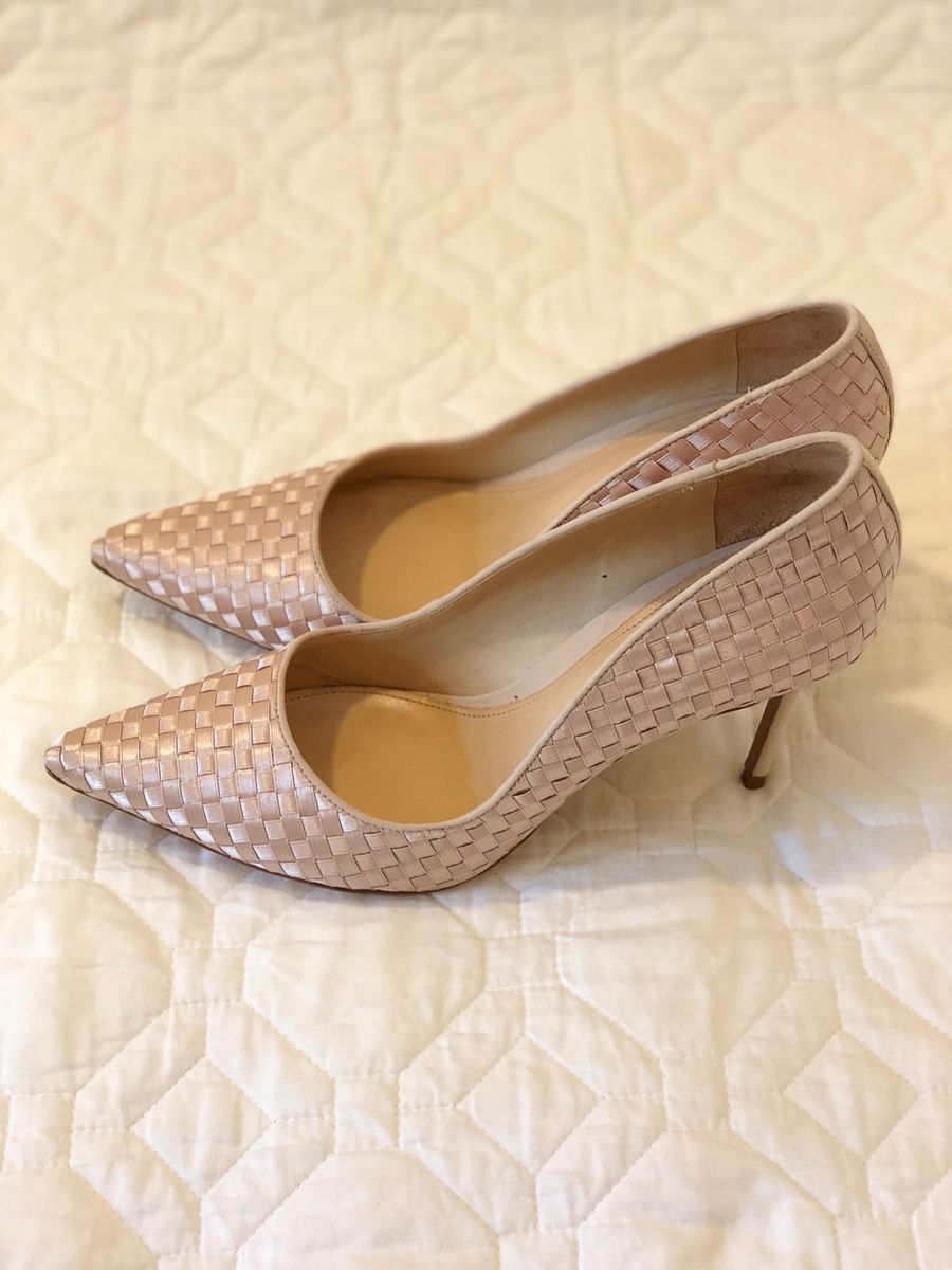 Schutz Scarpin Salto Alto Fino Nude Sapato Feminino Schutz Usado