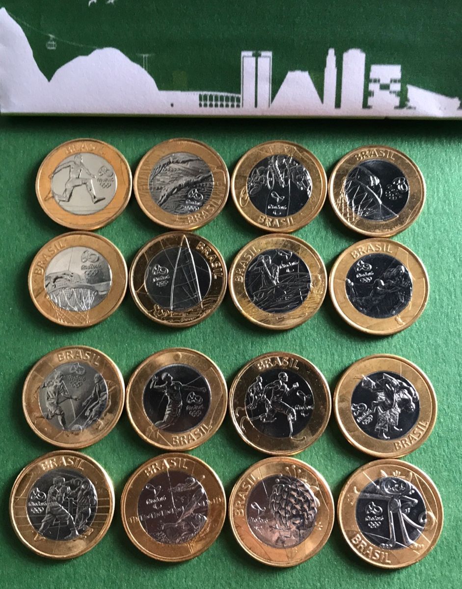 Set de 16 Moedas Olimpíadas e Paraolímpicos 2016 Produto Vintage e