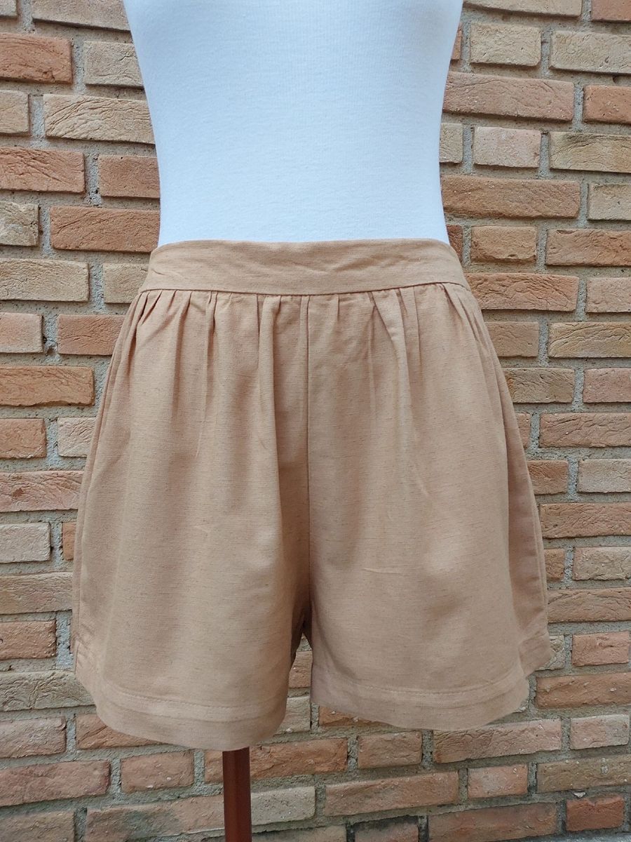 Short De Linho Nude Tam P Blue Steel Shorts Feminino Renner Blue