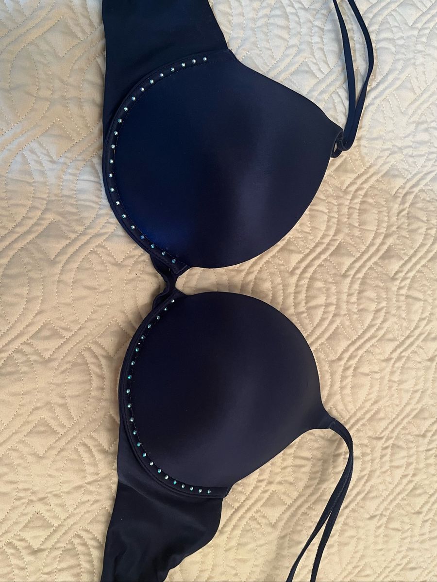 Sutiã Azul Marinho da Victoria Secret Brilho Lingerie Feminina